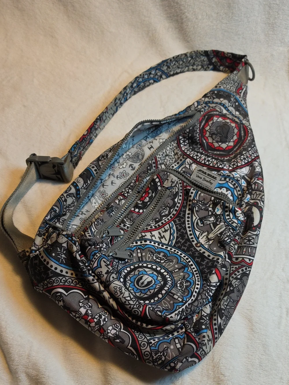 Vera Bradley Gray, Blue & Red Star Wars Medallion Sling Bag